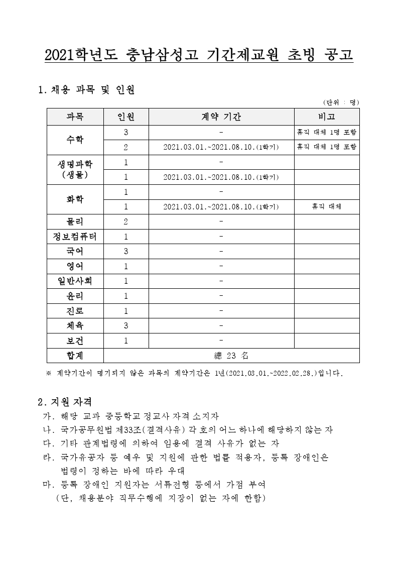 2021학년도 충남삼성고등학교 기간제교원 채용 공고.pdf_page_1.jpg