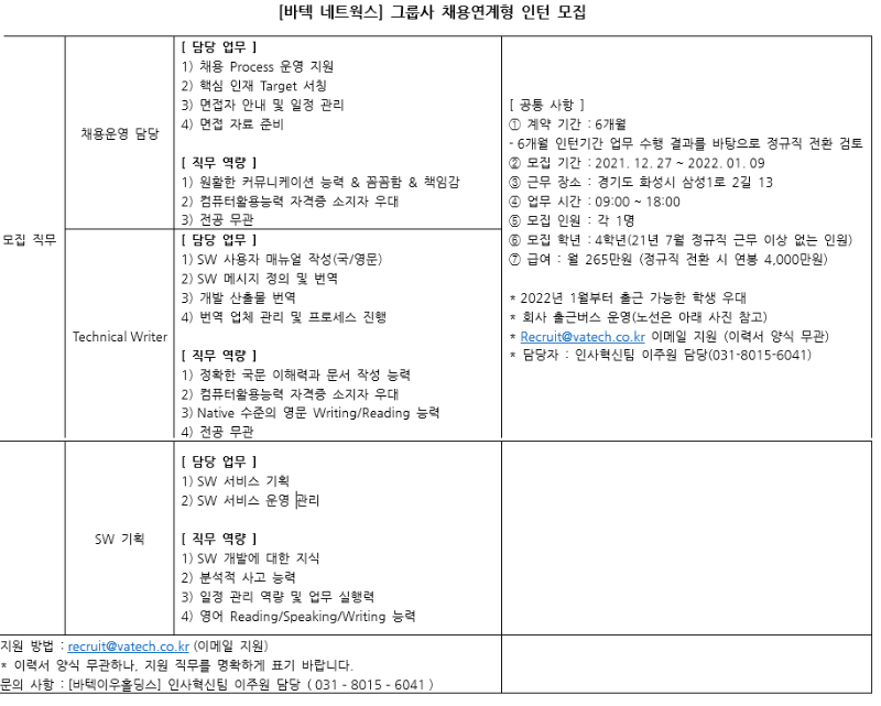 바텍 네트웍스 그룹 채용연계형 인턴 공고(211224).png