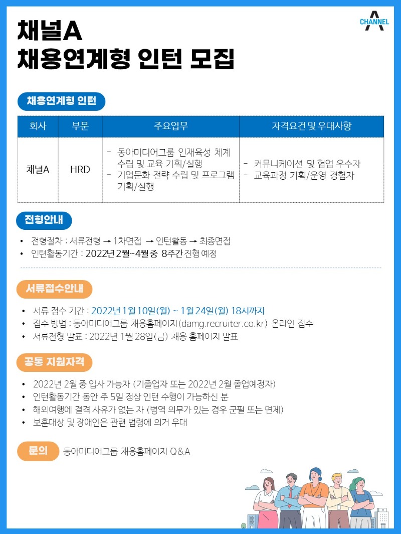 [채널a] 2022 hrd 부문 채용연계형 인턴 모집 공고문.jpg
