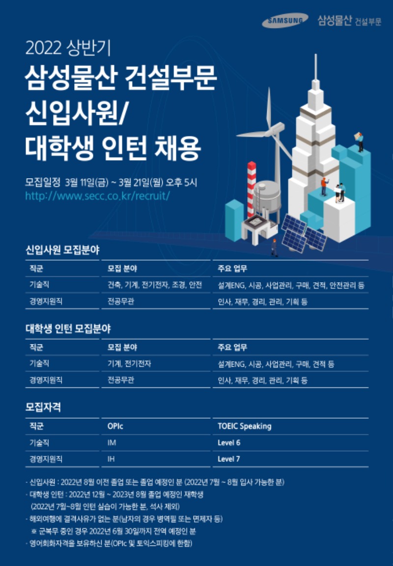 1. 22년 상반기 삼성물산 건설부문 신입사원, 대학생 인턴 채용 공고문.jpg
