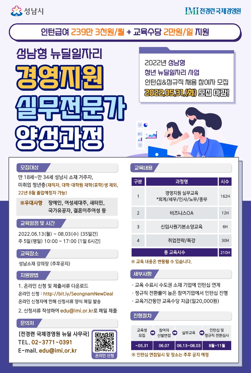 [전경련 국제경영원] 2022년 성남형 뉴딜일자리 참여자 모집 포스터.jpg