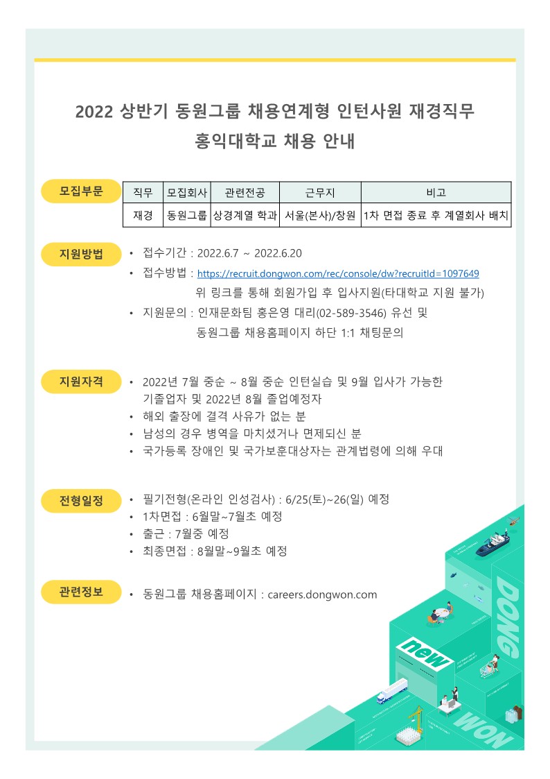 동원그룹_2022 재경직무 채용연계형 인턴사원 채용포스터_홍익대학교_1.jpg