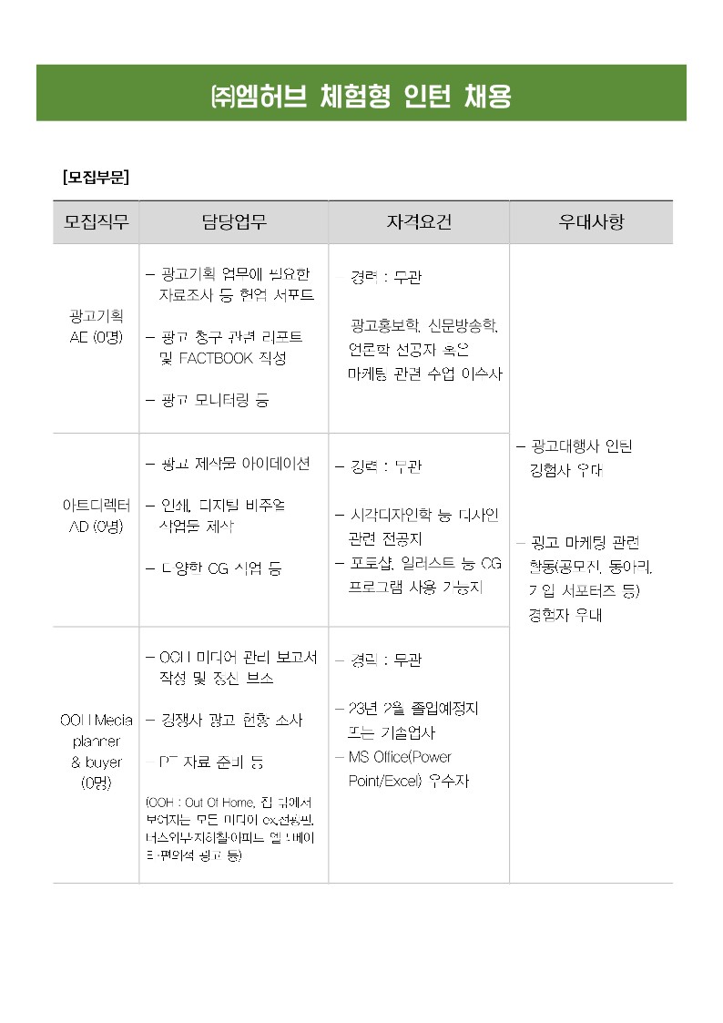 2022년 (주)엠허브 체험형 인턴 채용 공고(최종2)_공유용_1.jpg