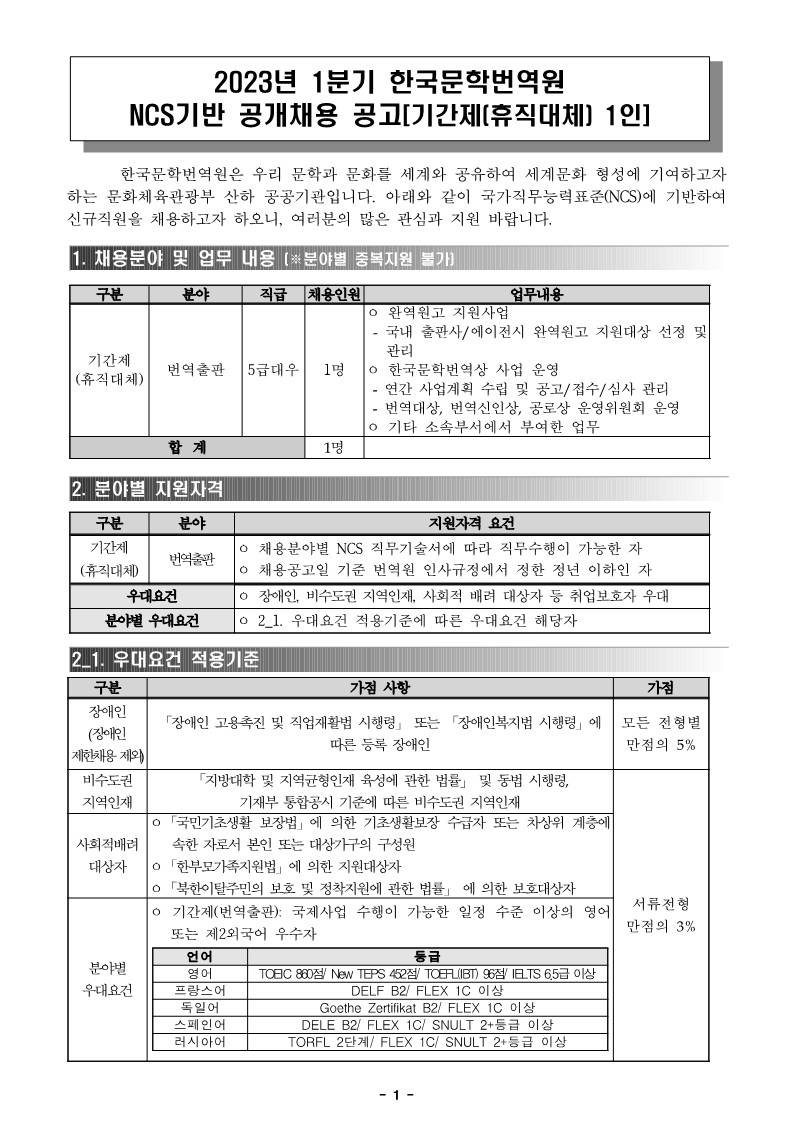 붙임3_2023년 1분기 한국문학번역원 공개채용(기간제 1인) 공고문_1.jpg