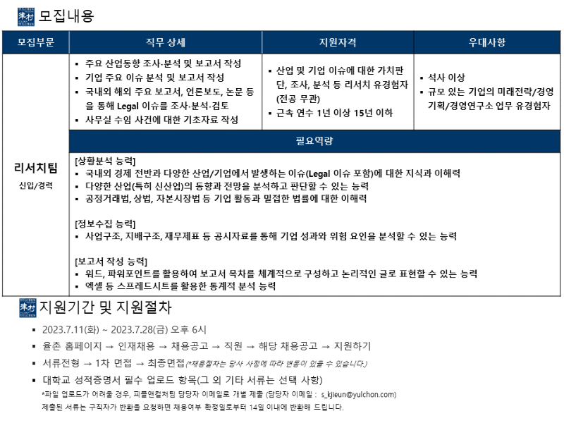 [법무법인(유) 율촌] 리서치팀 채용공고(2).png