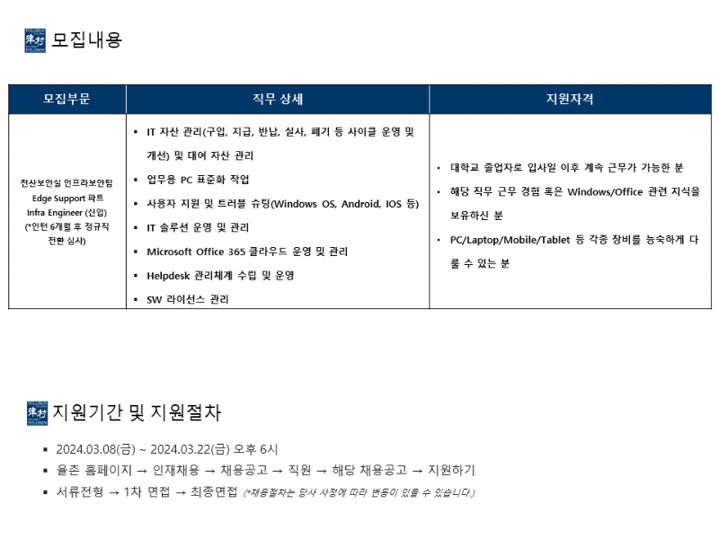 [법무법인(유) 율촌] 전산보안실 인프라보안팀 Edge Support 파트 Infra Engineer 채용공고 - 2.png