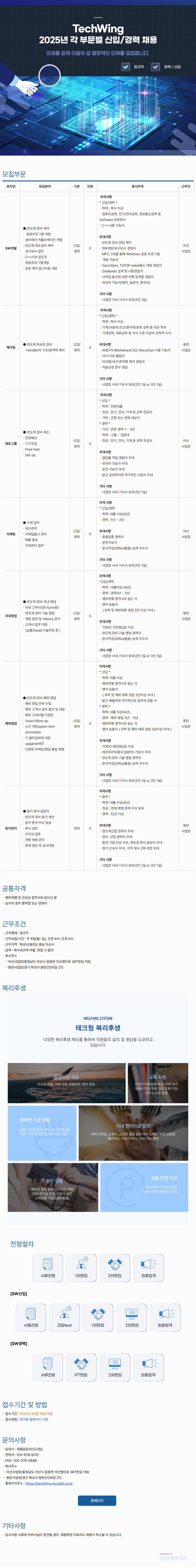 첨부. 2025 테크윙 대규모 채용 공고 원문.png