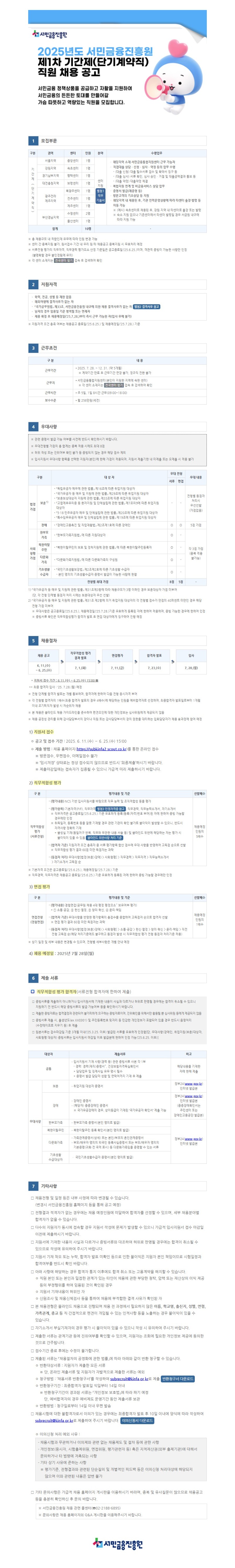 2025년 서민금융진흥원 제1차 기간제(단기계약직) 직원 채용 공고문 이미지.JPG