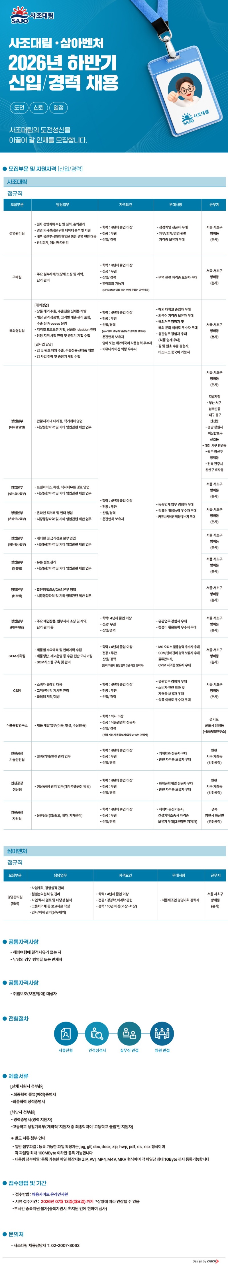 [사조대림] 2026년 하반기 신입경력 채용 .jpg