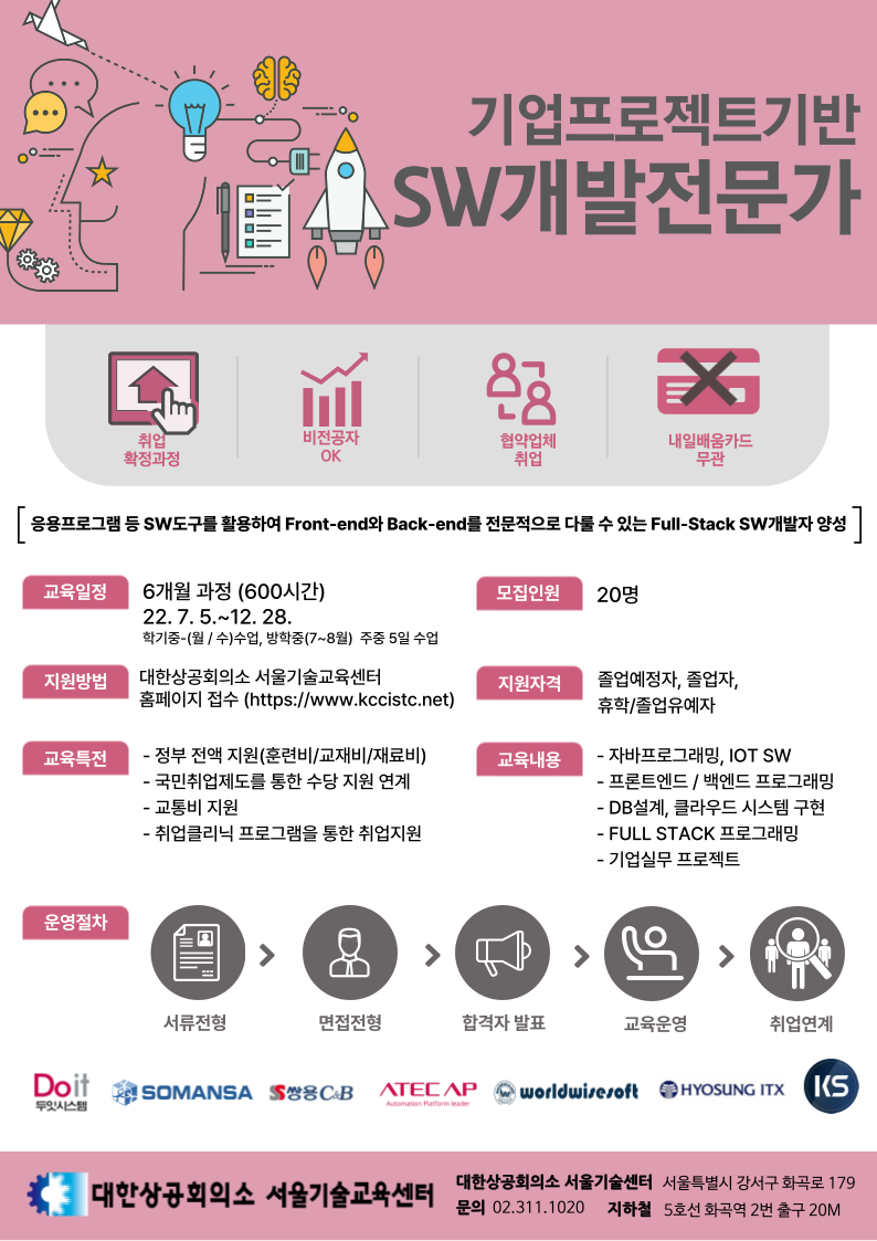 홍익대학교 | [취업진로지원센터] 대한상공회의소 서울기술교육센터 기업프로젝트기반 SW개발 전문가과정